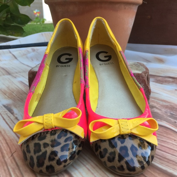 Guess flats! 8 Happy yellow pink lace leopard - Picture 2 of 7